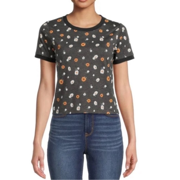 NOBO Tops - Nwt Nobo Juniors’ Conversational T-Shirt Daisies Sunflowers top tank gray floral